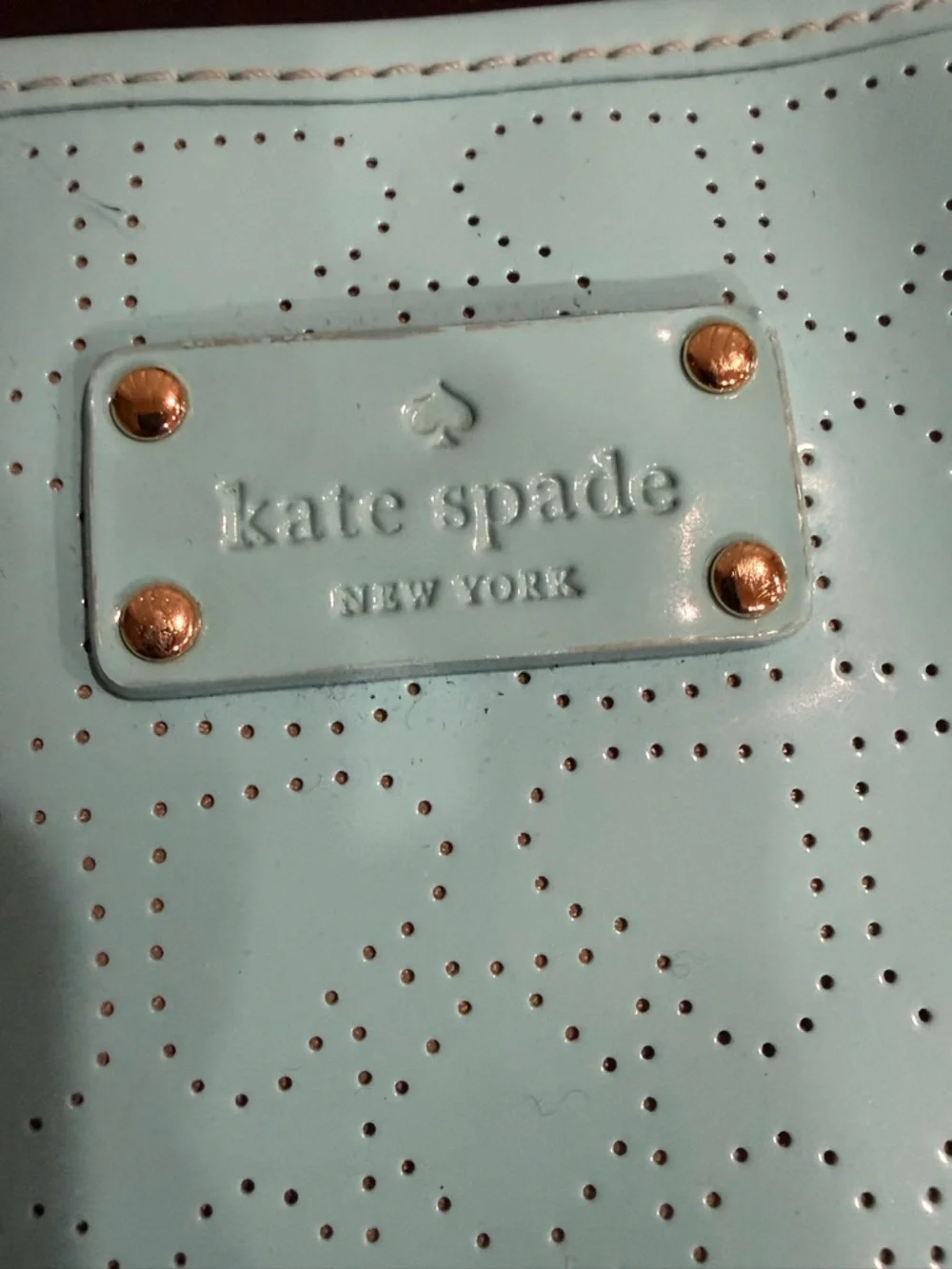 kate spade Turquoise Patent Perforated Tote